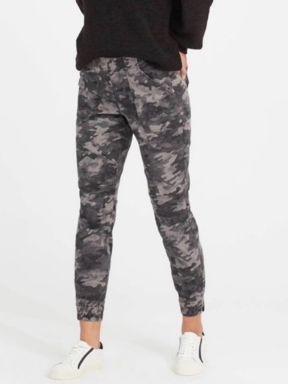 SPANX Stretch Twill Cargo Jogger size Large Dark Grey Camo Slimming Pants